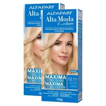 Kit 2 Tintura Creme Alta Moda Alfaparf Louro Platina Cinza Intenso 12.11