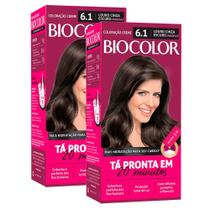 Kit 2 Tintura Creme Biocolor Louro Cinza Moderno 6.1 Mini Kit