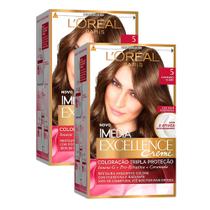 Kit 2 Tintura Creme Imédia Excellence L'oréal Castanho Claro 5 Kit