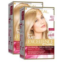 Kit 2 Tintura Creme Imédia Excellence L'oréal Louro Claríssimo Acinzentado 10.1 Kit
