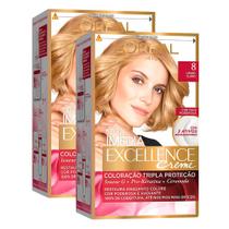 Kit 2 Tintura Creme Imédia Excellence L'oréal Louro Claro 8 Kit