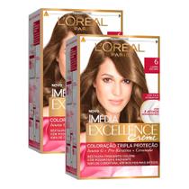 Kit 2 Tintura Creme Imédia Excellence L'oréal Louro Escuro 6 Kit