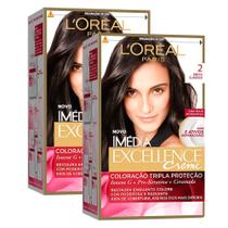 Kit 2 Tintura Creme Imédia Excellence L'oréal Preto Clássico 2 Kit