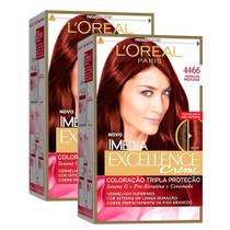 Kit 2 Tintura Creme Imédia Excellence L'oréal Vermelho Profundo 4466 Kit