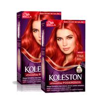 Kit 2 Tintura Creme Koleston Wella Vermelho Super Intenso 7744 Kit