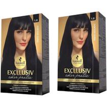 Kit 2 Tinturas Coloração Haskell Excllusiv 1.0 Preto Azulado Kit 2 Tinturas Coloração Haskell Excllusiv 1.0 Preto Azulado