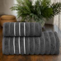Kit 2 toalha banho e rosto wave - chumbo - corttex Kit 2 toalha banho e rosto wave - chumbo - corttex