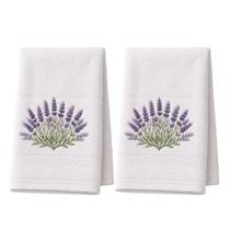 Kit 2 Toalha Bordada Lavanda com Moldura Banheiro Lavabo Rosto e Mão Toalhinha Algodão