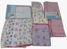 Kit 2 Toalha capuz 3 Cueiros 2 Lavabos 8 Fraldas Menina