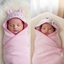 Kit 2 Toalha de Banho Bebê com Capuz Maternidade com e sem orelhas 70x70 cm Poliéster Atoalhado