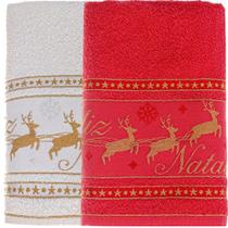 Kit 2 Toalha De Banho Feliz Natal 90% Algodão 400g/m² 68x135cm Bene Casa Vermelho/pérola Kit 2 Toalha De Banho Feliz Natal 90% Algodão 400g/m² 68x135cm Bene Casa Vermelho/pérola