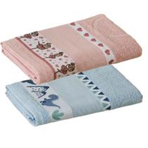 Kit ( 2 ) Toalha de Banho KazzaVip Infantil 100% Algodão Jacquard Barra para Bordar Funny Rosa e Azul Kit ( 2 ) Toalha de Banho KazzaVip Infantil 100% Algodão Jacquard Barra para Bordar Funny Rosa e Azul