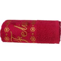 Kit 2 Toalha De Rosto Feliz Natal Bordada Jacquard 45x68 Vermelho