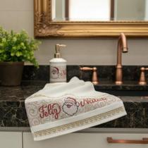 Kit 2 Toalha Natalina Para Lavabo Appel Natal Papai Branco Kit 2 Toalha Natalina Para Lavabo Appel Natal Papai Branco