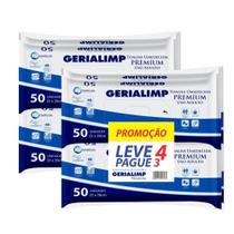 Kit 2 Toalha Umedecida Gerialimp Premium com 4 Pacotes de 50 Unidades cada