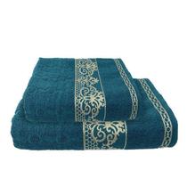 Kit 2 Toalhas (1 Banho E 1 Rosto) Grande Gigante - Azul