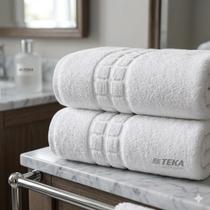 Kit 2 Toalhas Banhão Hotel Profiline Branca 150x75cm Teka 500g/m²