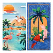 Kit 2 Toalhas De Banho Aveludada Estampada Tropicos Lepper Kit 2 Toalhas De Banho Aveludada Estampada Tropicos Lepper
