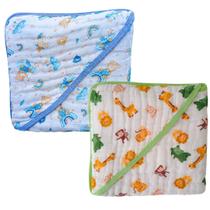 Kit 2 Toalhas de Banho Bebê Enxoval Fralda Soft com Capuz Algodão Menino Menina