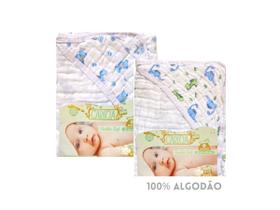 Kit 2 Toalhas de Banho Bebe Soft Fralda Com Capuz 85cmx85cm Macia Enxoval 100%algodão Menino
