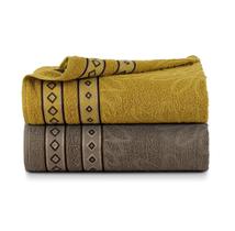 Kit 2 Toalhas De Banho Bloom 100% Algodão Amarelo E Marrom