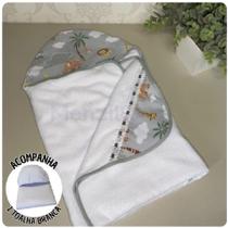 KIT 2 Toalhas de Banho Capuz Bebê Estampas