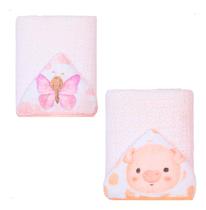 Kit 2 Toalhas De Banho Fralda Para Bebê Soft Com Capuz