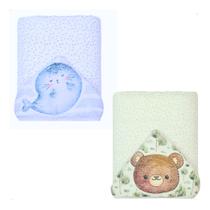 Kit 2 Toalhas De Banho Fralda Para Bebê Soft Com Capuz