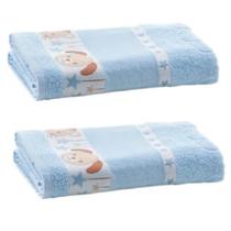 Kit 2 Toalhas De Banho Infantil Baby 75x110cm Com Barra Ponto Cruz e Com Desenhos Já Bordado Kit 2 Toalhas De Banho Infantil Baby 75x110cm Com Barra Ponto Cruz e Com Desenhos Já Bordado
