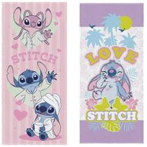 Kit 2 Toalhas De Banho Infantil Love Stitch Angel Pijama