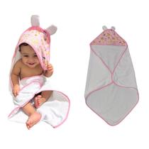 Kit 2 Toalhas de Banho p Bebê Poliéster Atoalhado com Capuz