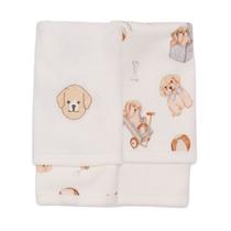 Kit 2 Toalhas De Boca Algodão Off White Cachorrinho Mini &amp Co