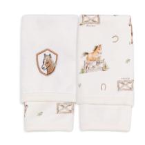 Kit 2 Toalhas De Boca Algodão Off White Cavalinhos Mini &amp Co