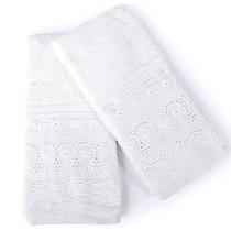 Kit 2 Toalhas De Mão Boca Rosto Social Lavabo Cristal Renascença 100 Algodão 30x50 Branco Buettner