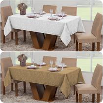 Kit 2 Toalhas De Mesa Jacquard 8 Lugares Luxo Retangular Cozinha Sala Jantar Decoração Festa Buffet
