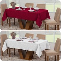 Kit 2 Toalhas De Mesa Luxo Jacquard Retangular Sala Jantar 6 Lugares Decoração Festa Buffet Cozinha