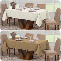 Kit 2 Toalhas De Mesa Luxo Jacquard Retangular Sala Jantar 8 Lugares Decoração Festa Buffet Cozinha Copa