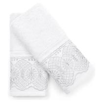 Kit 2 Toalhas De Rosto Buettner Renda 50x80 Cm Egípcio Roma Cor Branco 1011