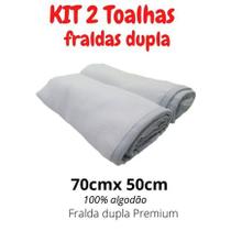 kit 2 Toalhas Fraldas SEM CAPUZ. Fralda Dupla Premium 100% Algodão 70cm x 70cm para bebê.