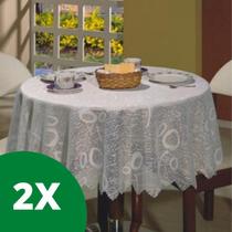 Kit 2 toalhas para mesa redonda em renda branca com 1,4m - Romance