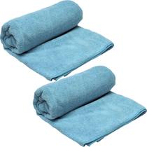 Kit 2 Toalhas Soft Azteq de Secagem Rápida 60x120cm cada Banho Academia Camping Azul