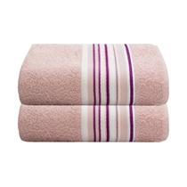 Kit 2 Toalhas Vegas Banho Bordado com Listras 62cmX130cm Kit 2 Toalhas Vegas Banho Bordado com Listras 62cmX130cm