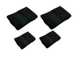 Kit 2 tolhas banho 135x68cm e 2 rosto algodão Mod Cristal Cor:Preto