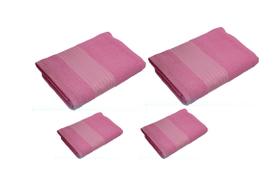 Kit 2 tolhas banho 135x68cm e 2 rosto algodão Mod Cristal Cor:Rosa Kit 2 tolhas banho 135x68cm e 2 rosto algodão Mod Cristal Cor:Rosa