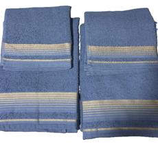 Kit 2 tolhas banho 150x75cm e 2 rosto algodão Mod Luxo Cor:Azul_Cobalto