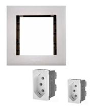 Kit 2 tomada 10a 250v b.parafuso + placa movel 2 postos bc