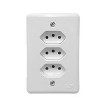 Kit 2 tomada 3 tripla de embutir 4x2 2 pino + Terra 250V 10A - Ilumi