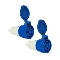 Kit 2 Tomada Acoplamento 3p+t 16a Azul 9h 220/250v OMG 4059