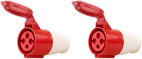 Kit 2 Tomada Acoplamento 3p+t 16a Vermelho 6h 380/415v OMG 4056