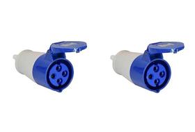 Kit 2 tomada acoplamento 3p+t 32a azul 9h 220/250v omg 4259